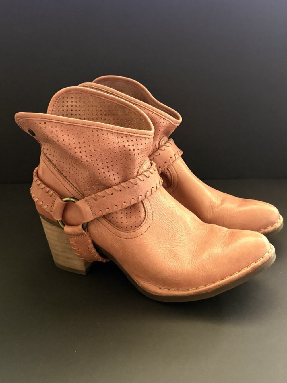 Bussola Woodville Womens Leather Boots 41(10.5) Tan Western Ankle NWOB